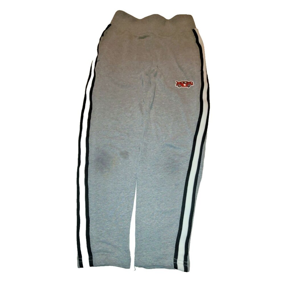 365 Kids Red Race Car Gray Sweatpants Black White Stipe Accent Pockets Size 6